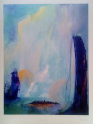 Anna Gade "Blue Sky"  Papir: William Turner 190g,  storrelse: 29,7cm X 40cm.  Pris: 250kr.