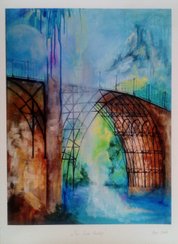 Anna Gade  "The Iron Bridge"  Papir: William Turner 190g,  storrelse: 29,7cm X 40cm.  Pris: 250kr.